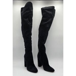 Aldo Black Crocodile Embossed Over The Knee Thigh High Block Heel Boots Size 9